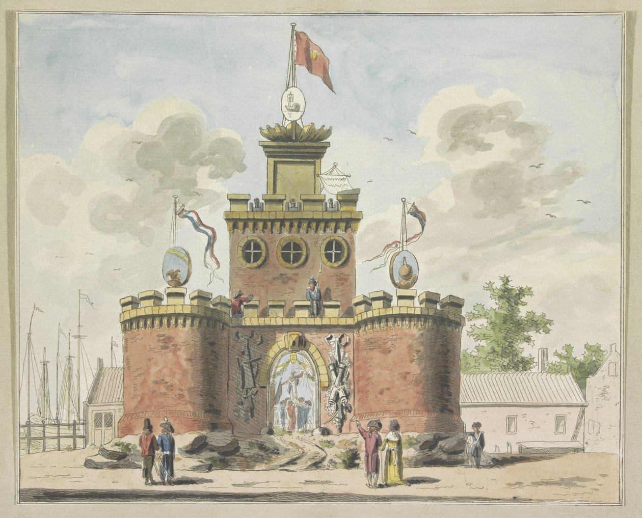 General Arms, dekorasjon på Kadijksplein, 1795 Ti plater av dekorasjonene på Alliantiefeest i Amsterdam i 1795 (serietittel) av A. Verkerk