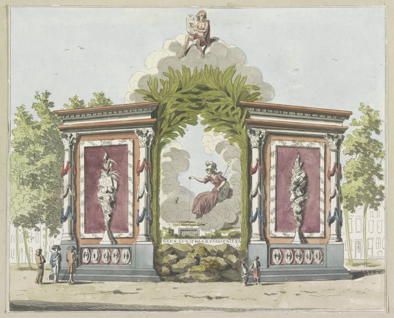 Arts and Sciences, dekorasjon på Noordermarkt, 1795 Ti plater med dekorasjonene på Alliantiefeest i Amsterdam i 1795 (serietittel) av A. Verkerk
