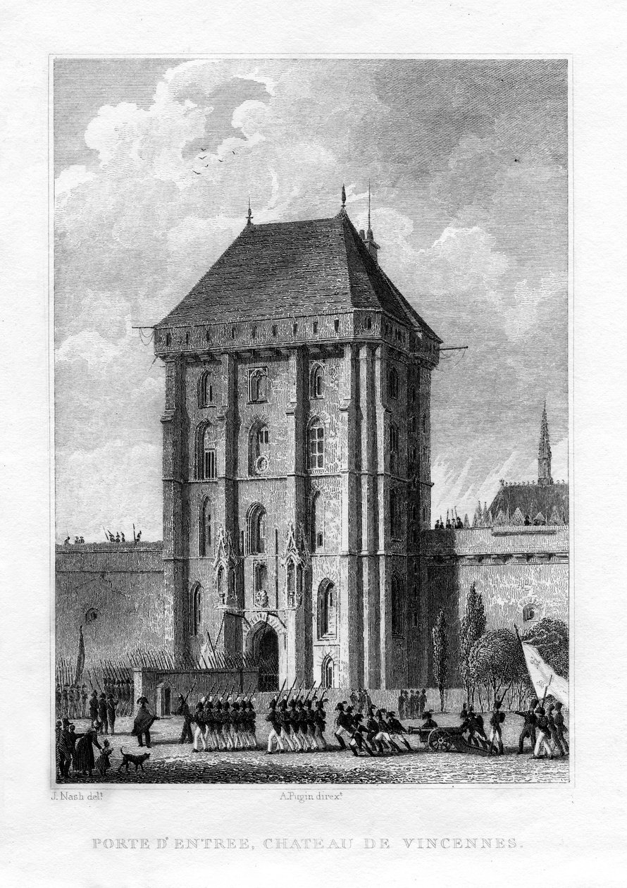 Hovedporten, Chateau de Vincennes, Paris, 1830. av A. W. N. Pugin