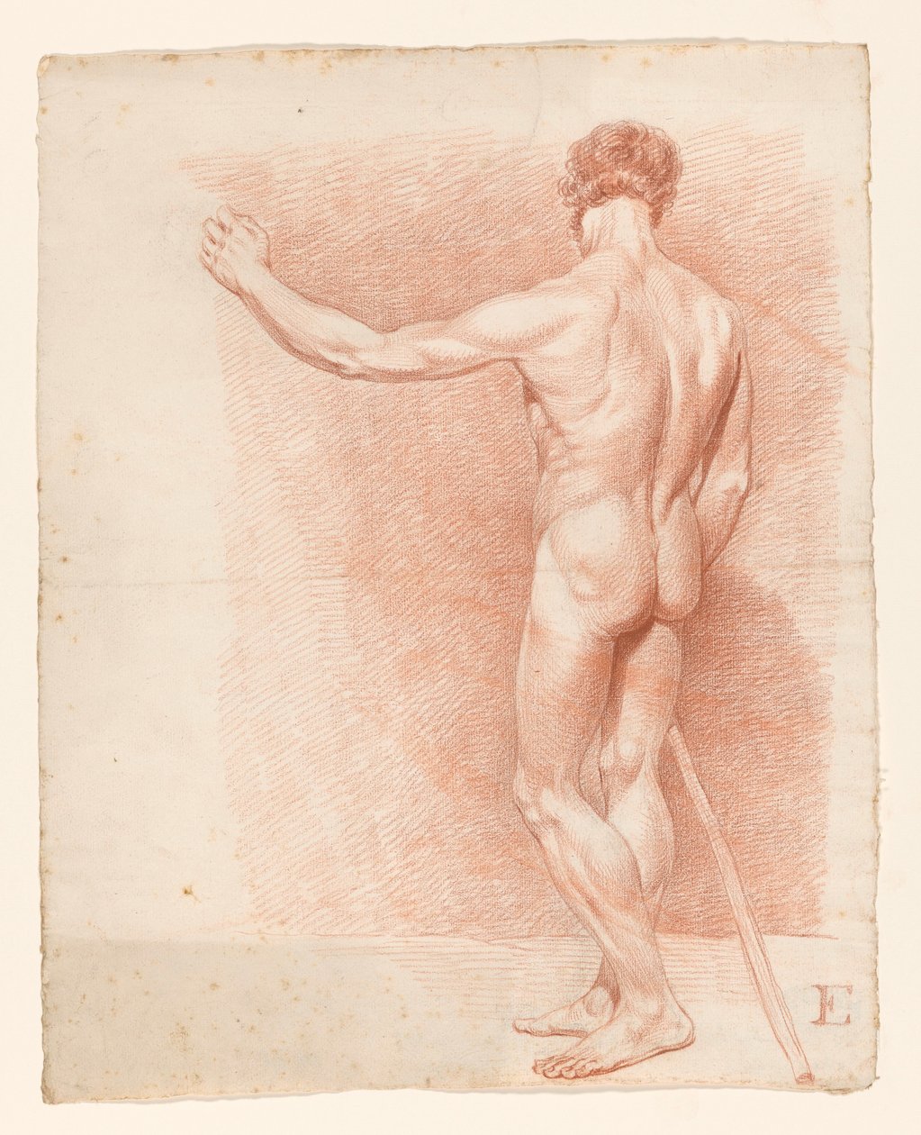 Stående mann naken, sett bakfra av A. Waterloo (attributed to)