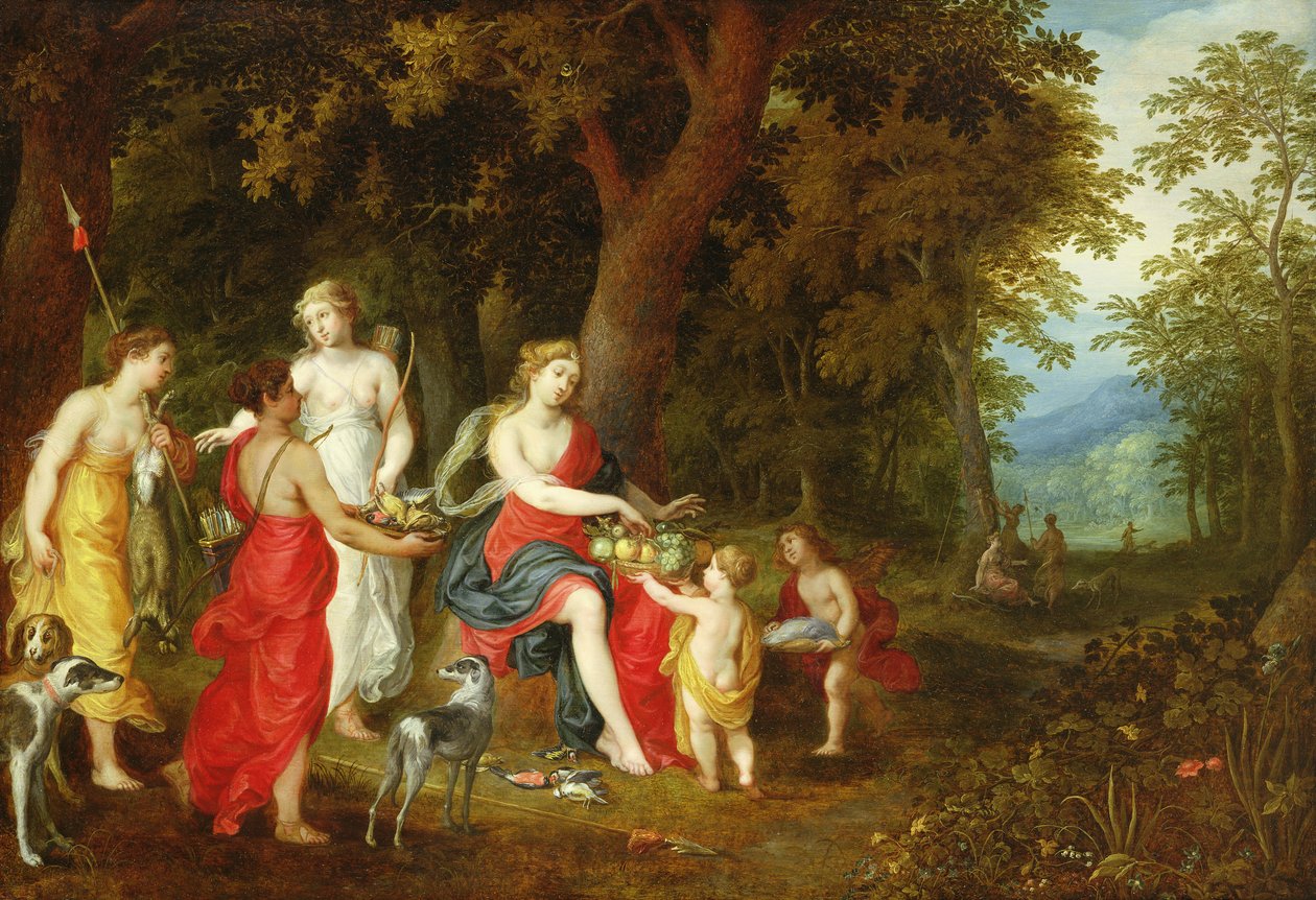 Diana og hennes jomfruer, etter jakten, 1626 av A. and Balen, H. van Govaerts