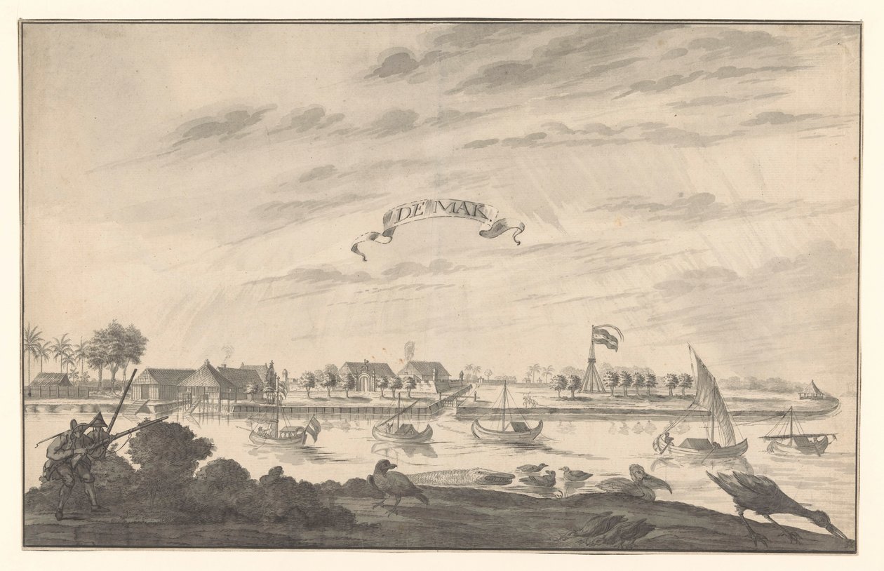 Utsikt over Demak The Mak (tittel på objekt) av A. de Nelly (possibly)
