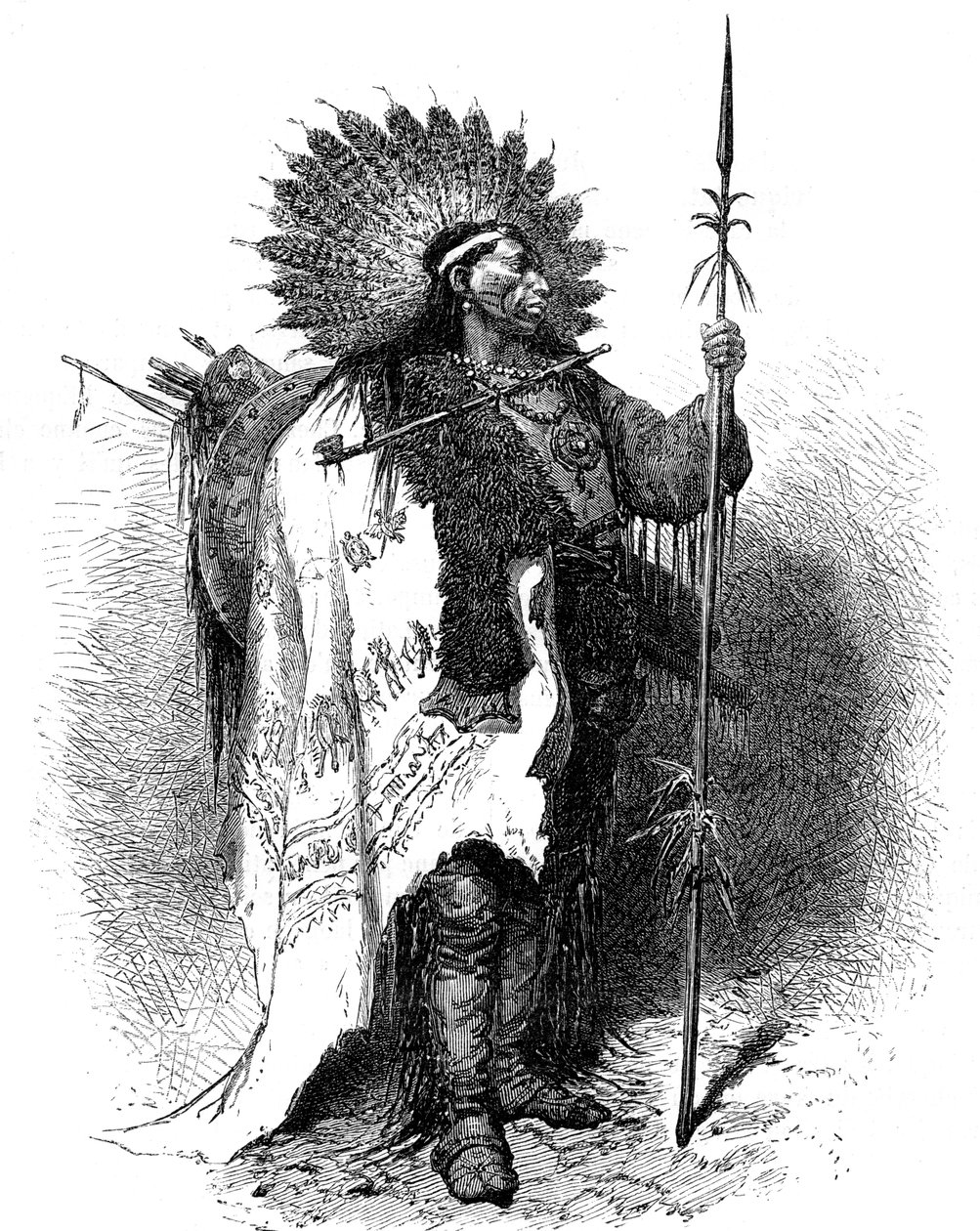 En indianer, USA, 1800-tallet. av A. de Neuville
