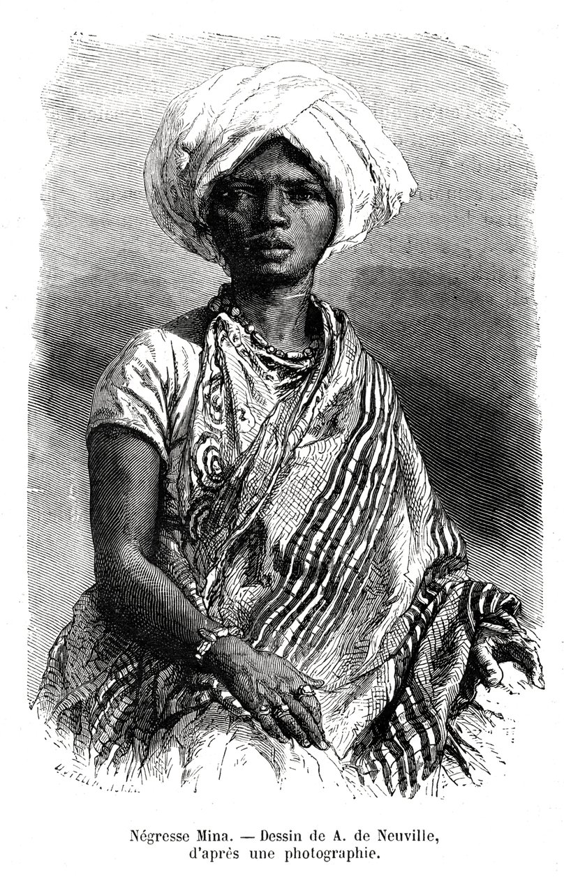 Negresse Mina, Brasil, 1800-tallet av A. de Neuville