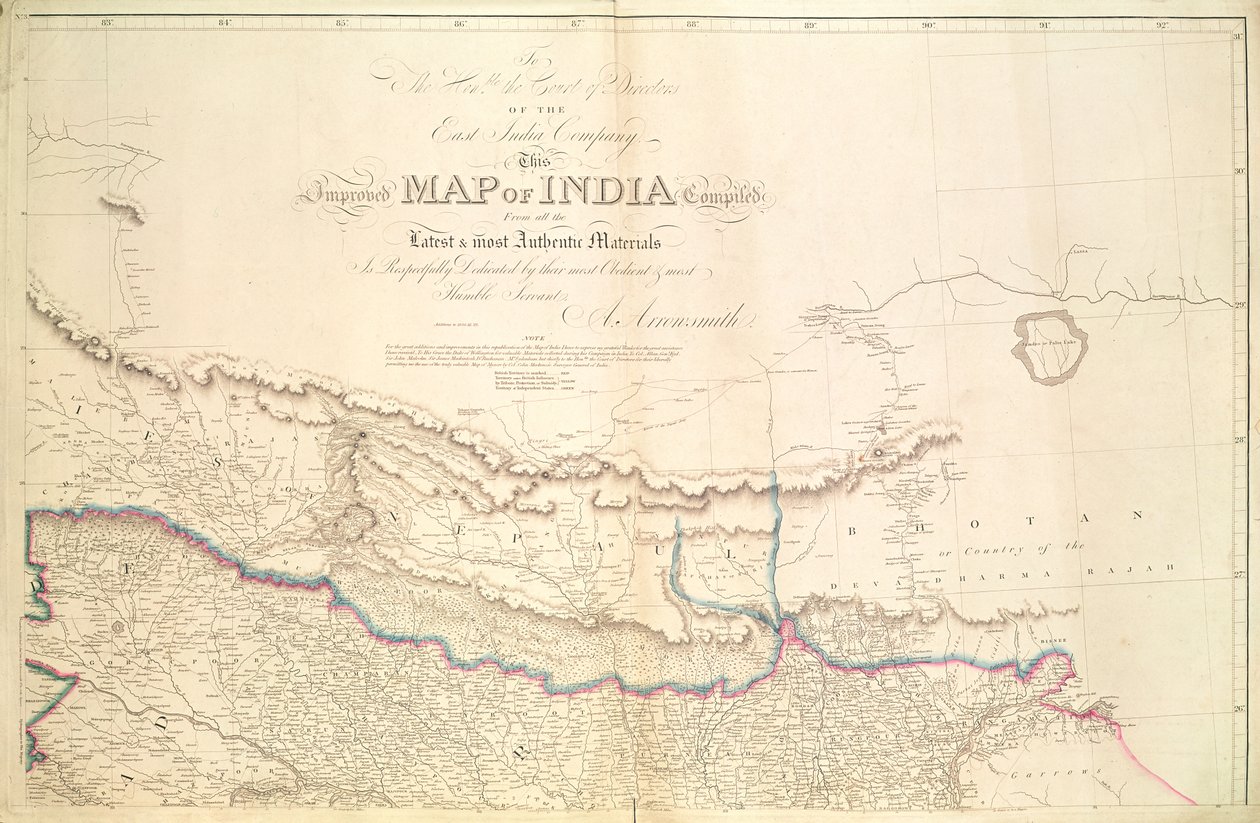 Kart over India, 1822 av Aaron Arrowsmith
