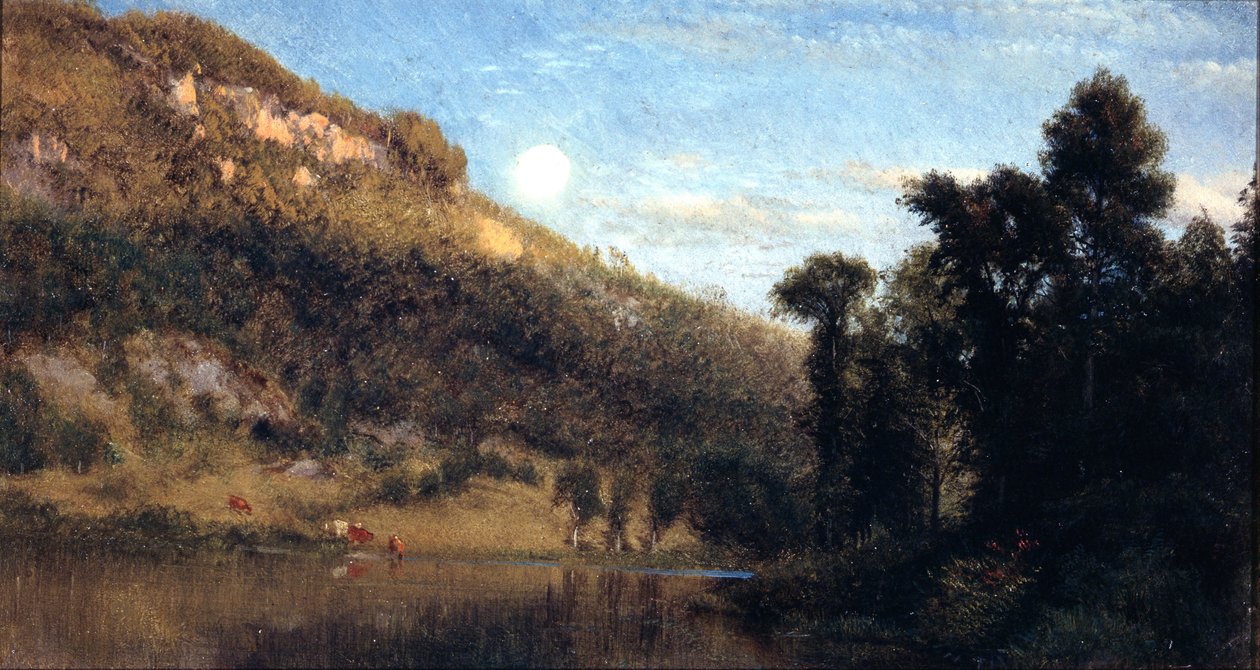 Berkshire Foothills, Full Moon Over Meadowbrook av Aaron Draper Shattuck