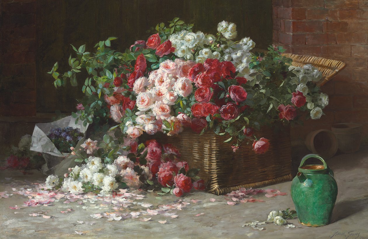 Basket of Roses, ca. 1890 (olje på lerret) av Abbott Fuller Graves