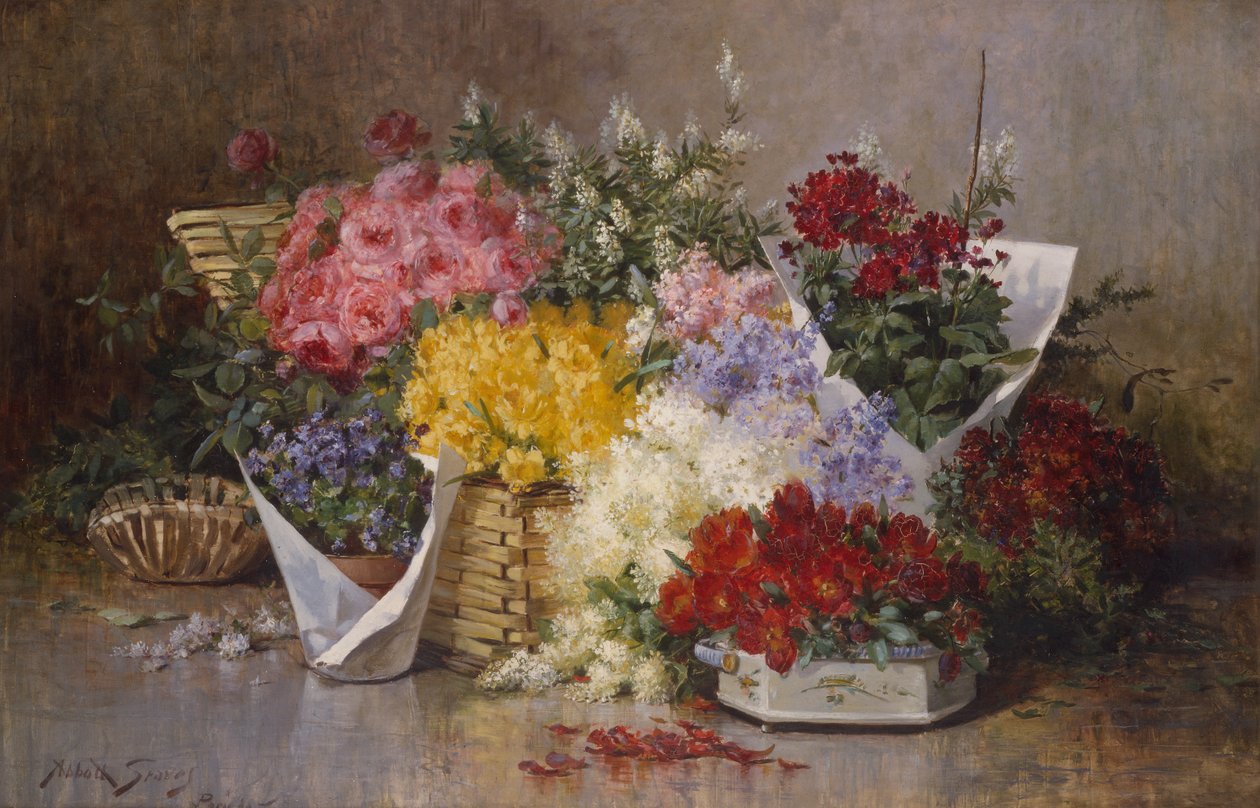 Floral Still Life (olje på lerret) av Abbott Fuller Graves
