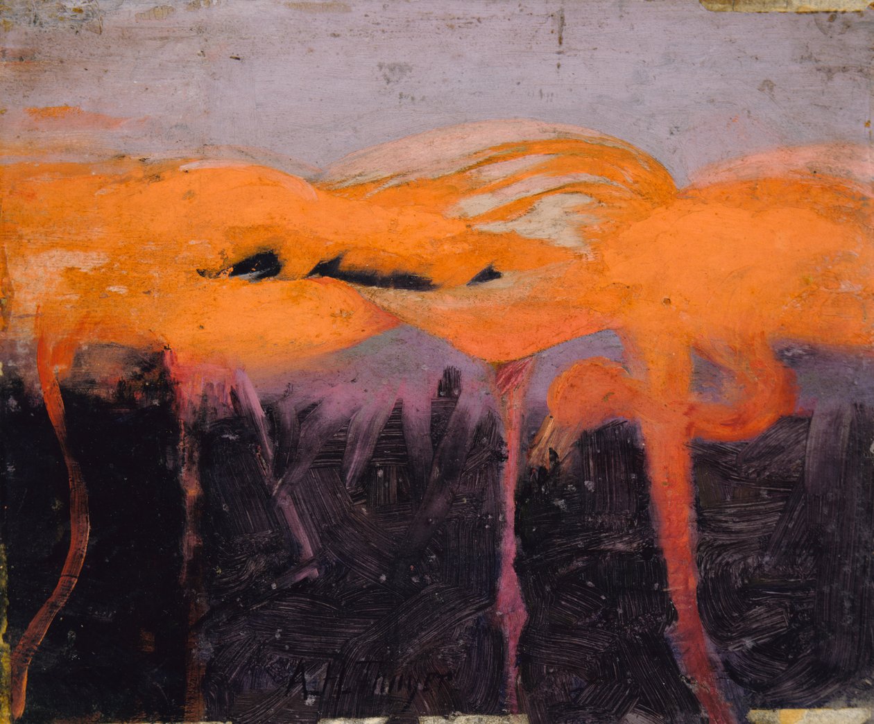 Red Flamingoes, studie for boken Concealing Coloration in the Animal Kingdom, ca. 1905-1909. av Abbott Handerson Thayer