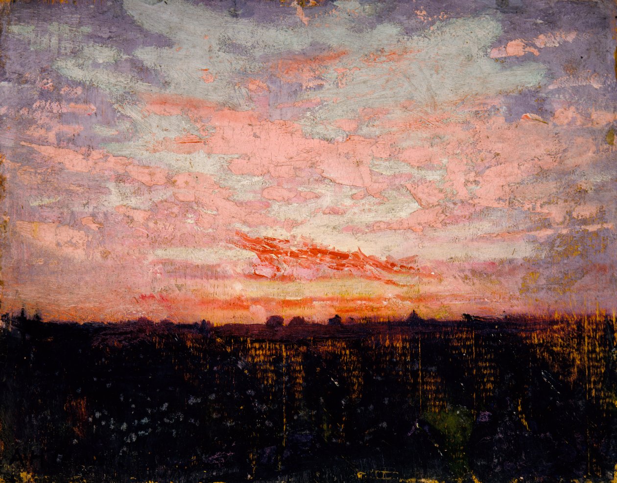 Soloppgang eller solnedgang, studie for bok, Skjul farge i dyreriket, ca. 1905-1909. av Abbott Handerson Thayer