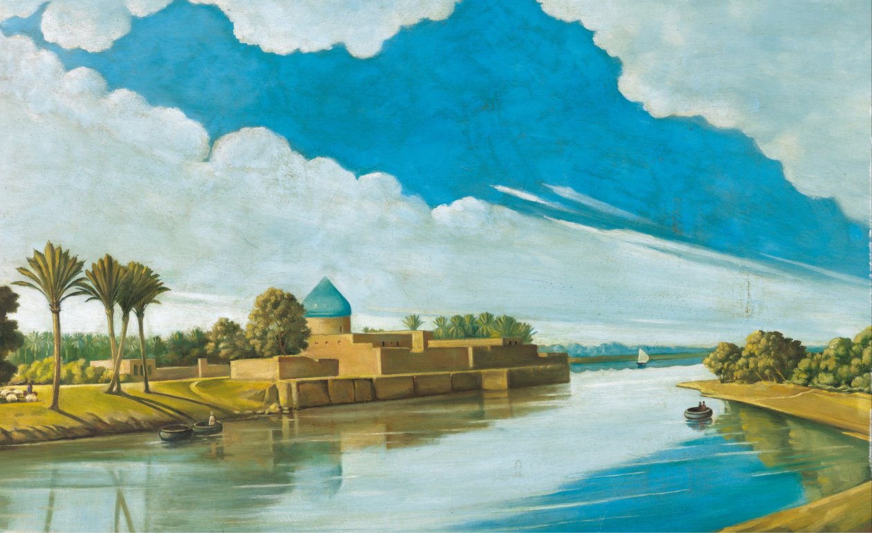 River Scene on the Banks of the Tigris av Abdul Qadir al Rassam