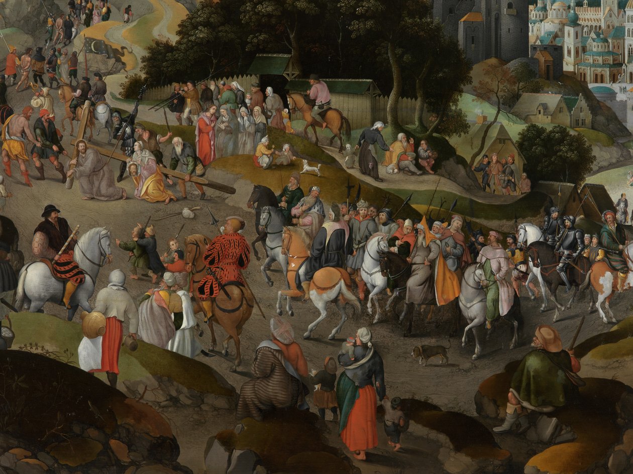 Detalj av Kristus som bærer korset av Abel Grimmer or Grimer