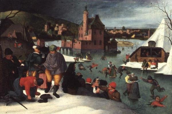 Vinterlandskap (olje på panel) av Abel Grimmer or Grimer