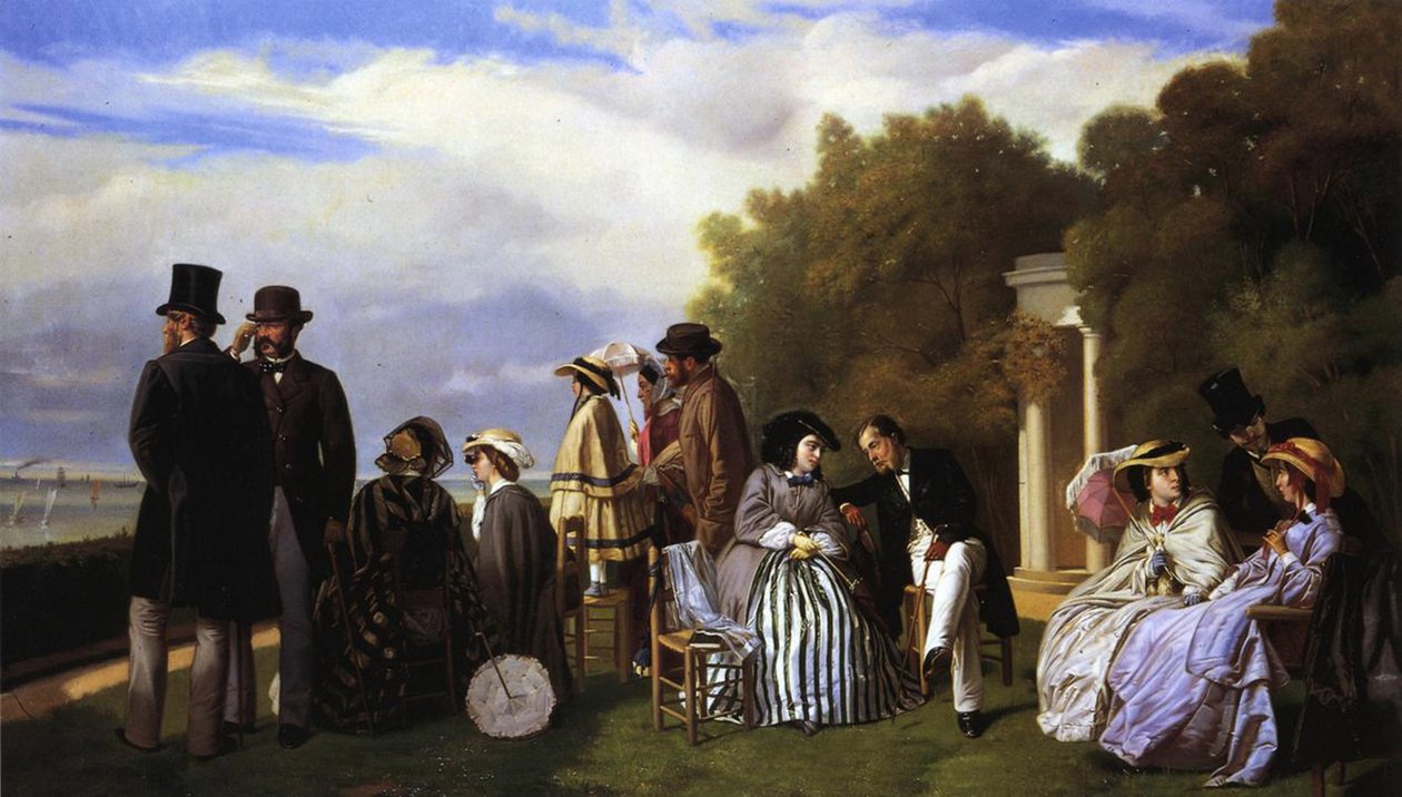 Keiserinne Eugenie og hennes hoff i Biarritz, 1861 av Abel de Pujol