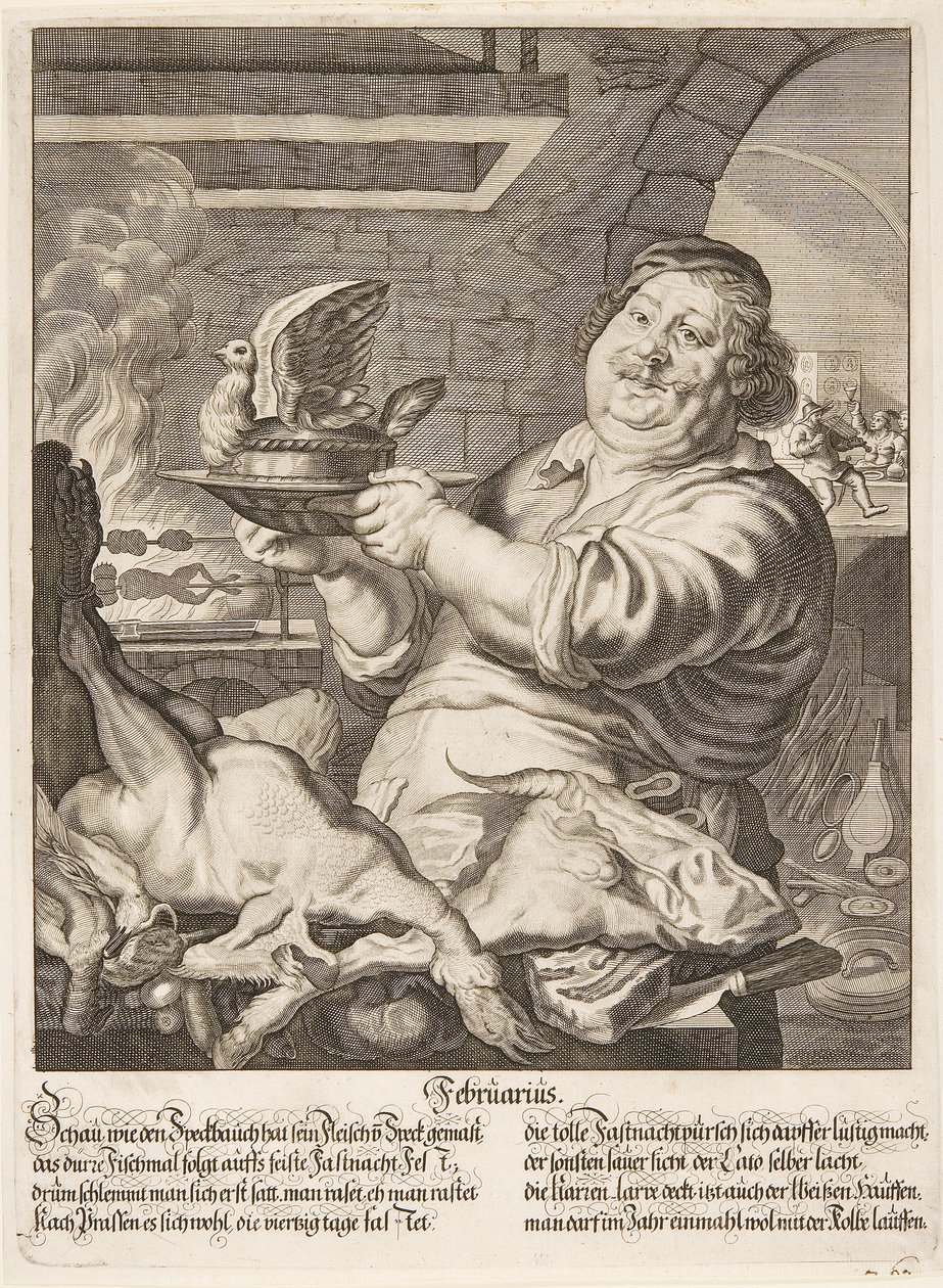 Kobberstikk februar fra serien The Twelve Months of the Year av Abraham Aubry av Abraham Aubry