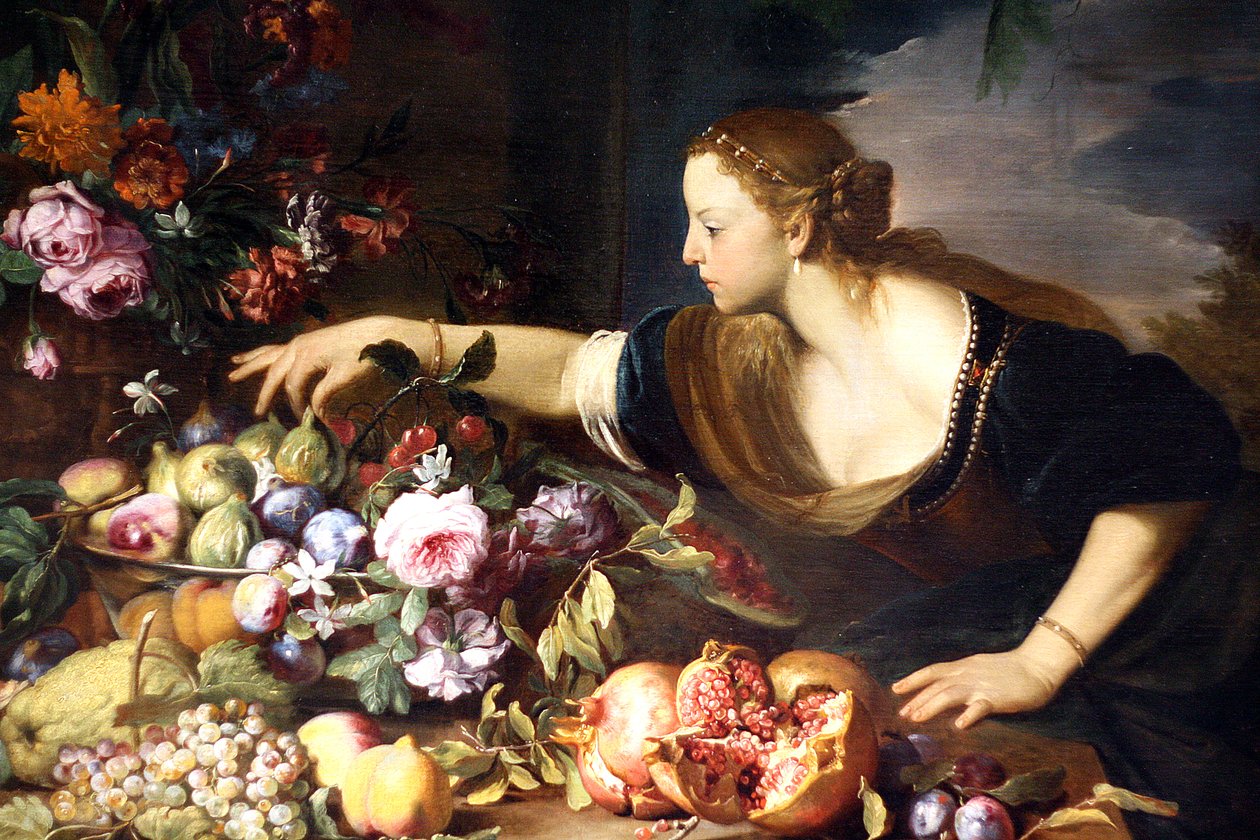 Kvinne som griper frukt av Abraham Brueghel