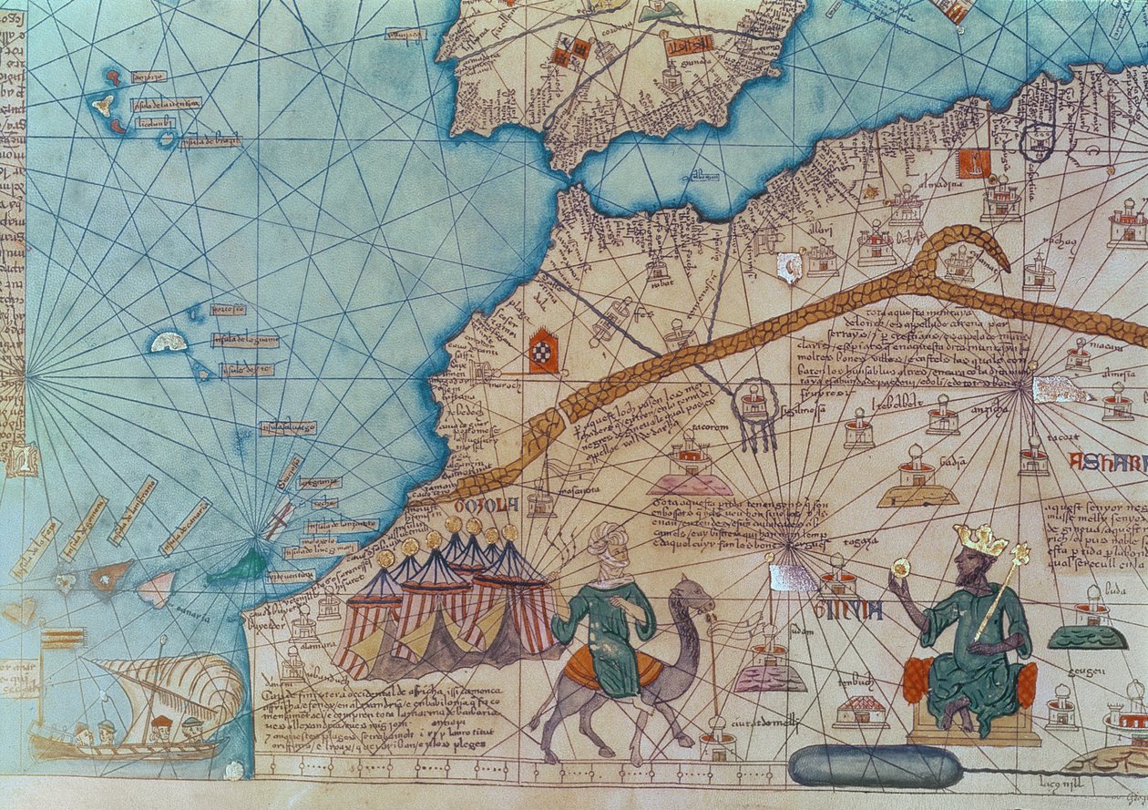 Detalj fra Catalan Atlas, 1375 av Abraham Cresques