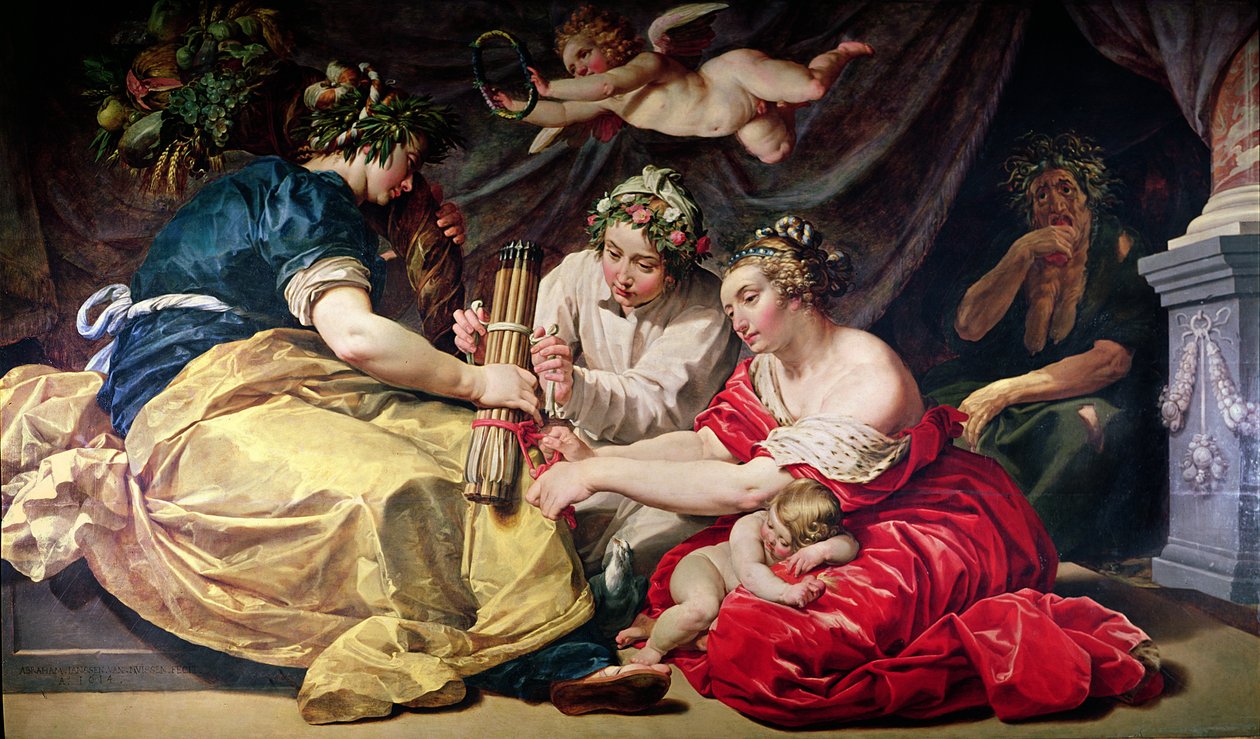 Fred og overflod som binder krigens piler, 1614 av Abraham Janssens van Nuyssen