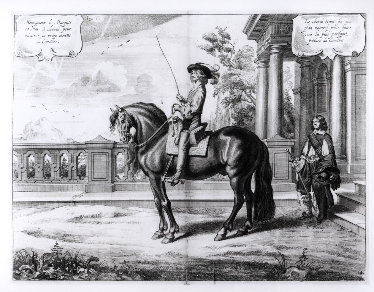 Illustrasjon fra en ridehåndbok, gravert av Peeter Clouwet (1629-70), 1658 av Abraham Jansz. van Diepenbeke