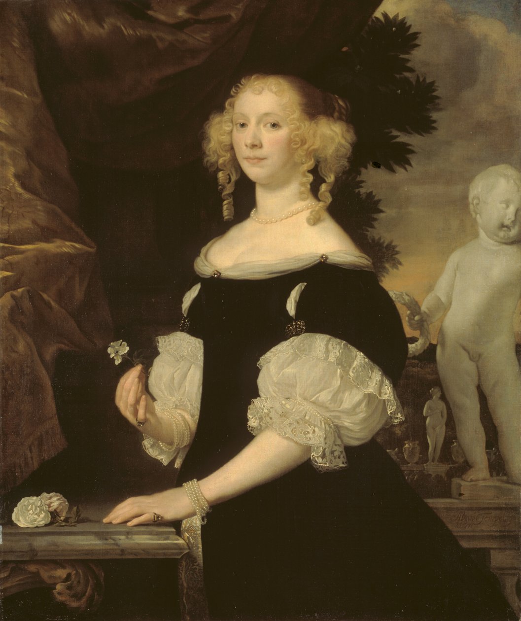 Portrett av enken til admiral van Balen av Abraham Lambertsz van den Tempel