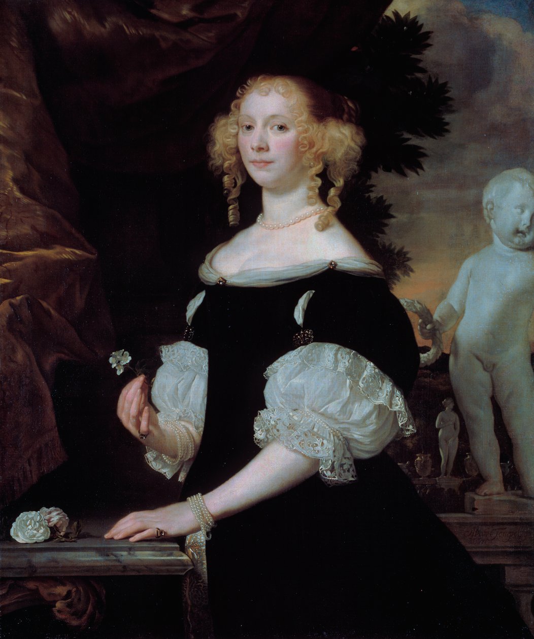 Portrett av enken til admiral van Balen av Abraham Lambertsz van den Tempel