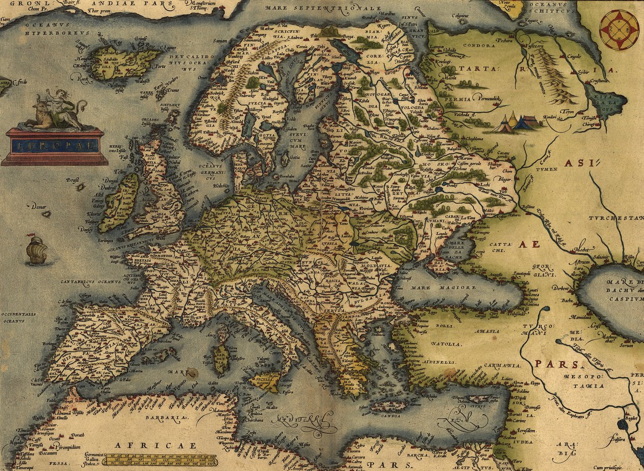 Kart over Europa av Abraham Ortelius