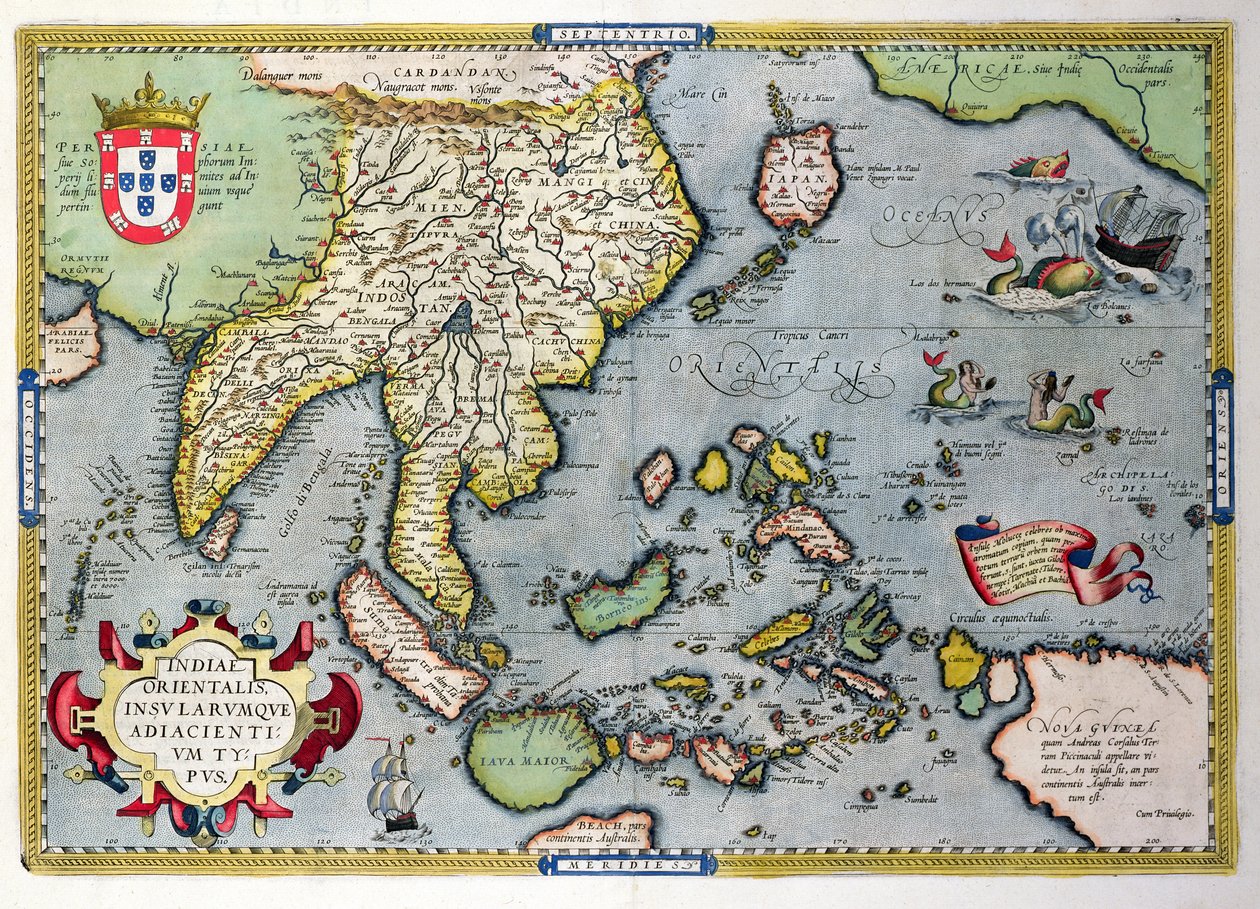 Kart over India til New Guinea, ca. 1570-1603 av Abraham Ortelius