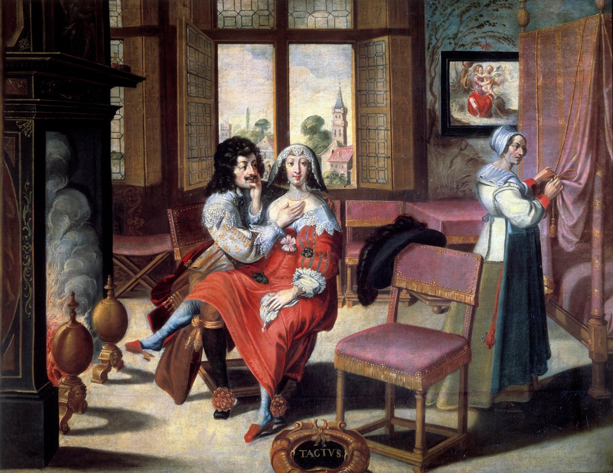 De fem sansene: berøringen Et par som stryker hverandre. Maleri av Abraham Bosse (1602-1674) 1600-tallet. Omvisninger, Museum of Fine Arts av Abraham (after) Bosse