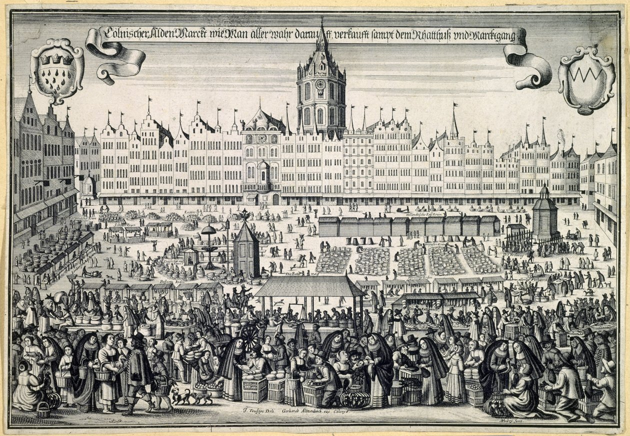Det gamle markedet i Köln, ca. 1660 av Abraham Aubry