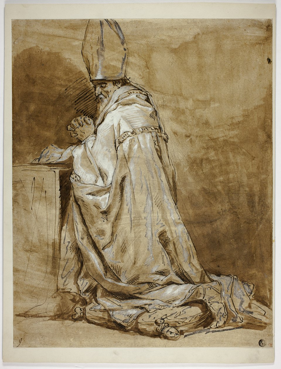 Biskop kneler i bønn av Abraham Bloemaert