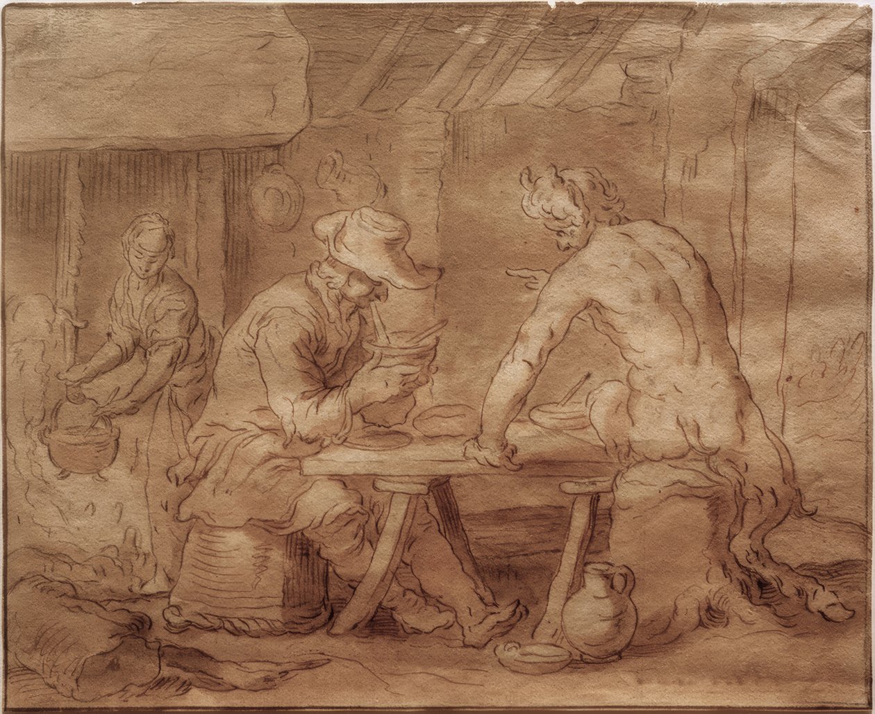 Satyren hos bonden av Abraham Bloemaert