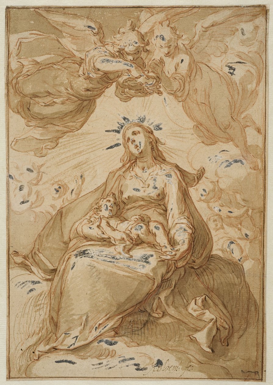 Madonna med barnet, kronet av engler av Abraham Bloemaert