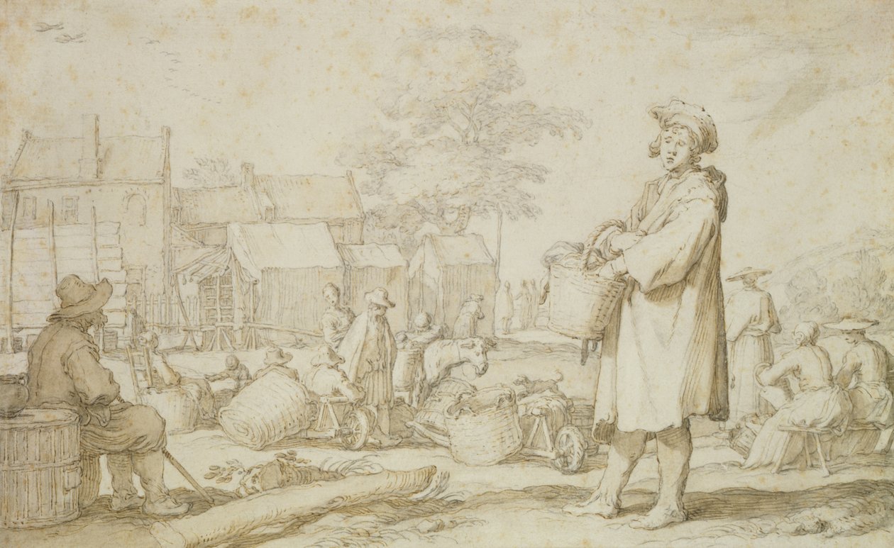 Markedsscene (penn og blekk på papir) av Abraham Bloemaert