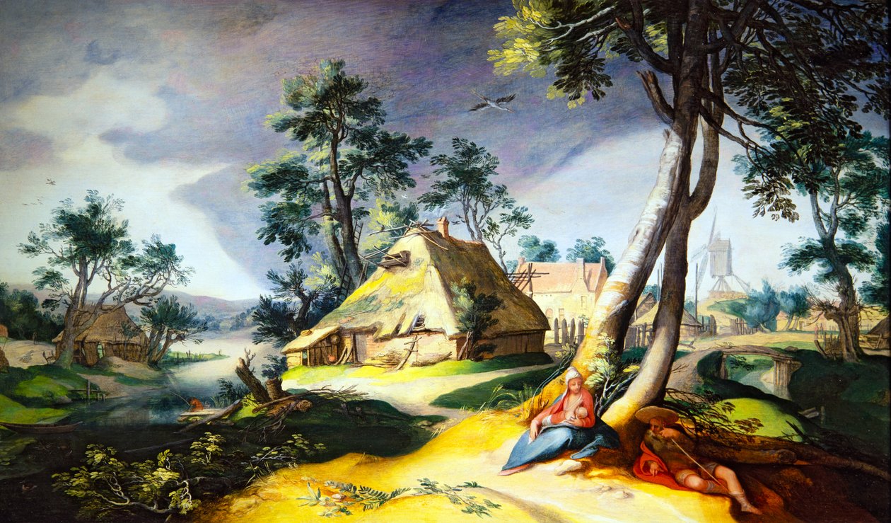Hvil på flyturen til Egypt (panel (papirlagt)) av Abraham Bloemaert