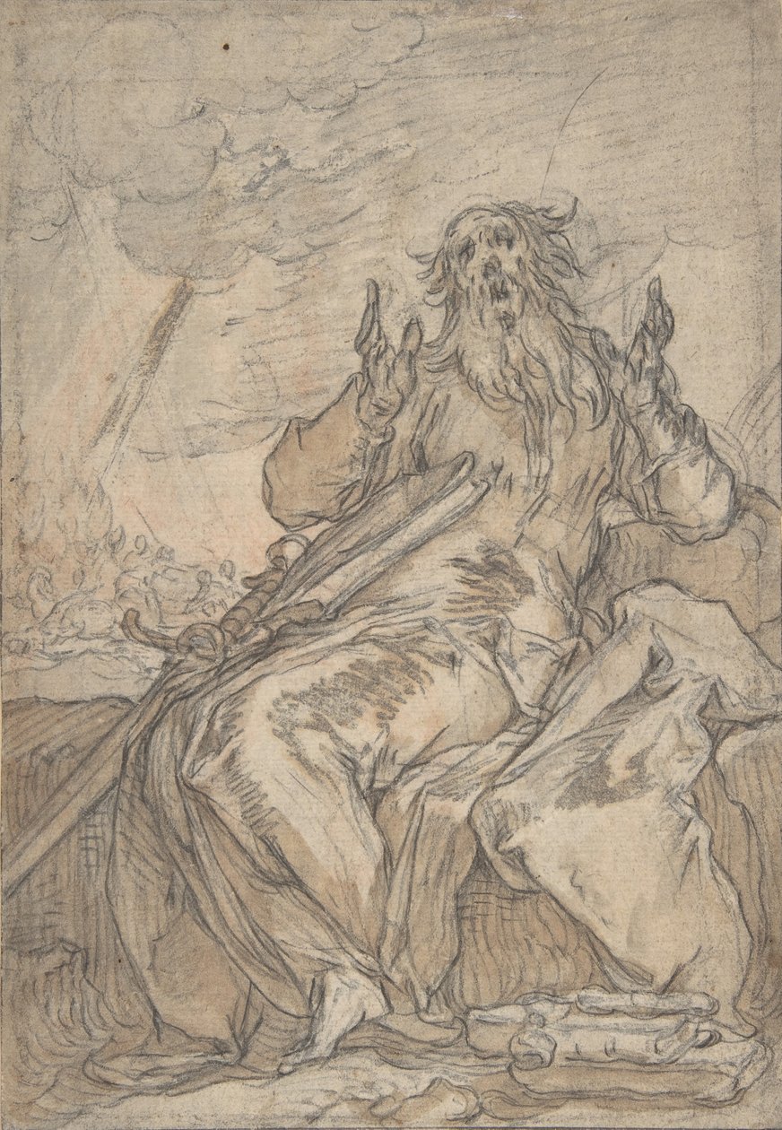 Saint Paul Seated, med sin omvendelse i bakgrunnen, sent på 1500- og midten av 1600-tallet. av Abraham Bloemaert