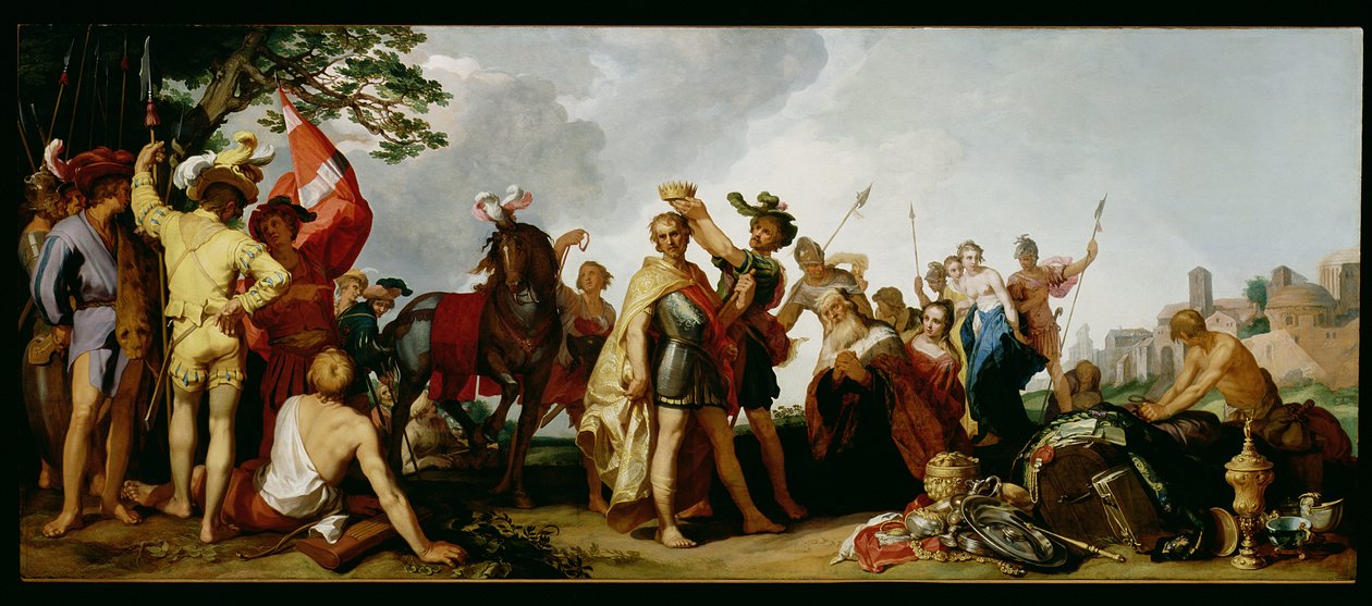 Kroningen av Alexander den store (356-323 f.Kr.) (olje på panel) av Abraham Bloemaert