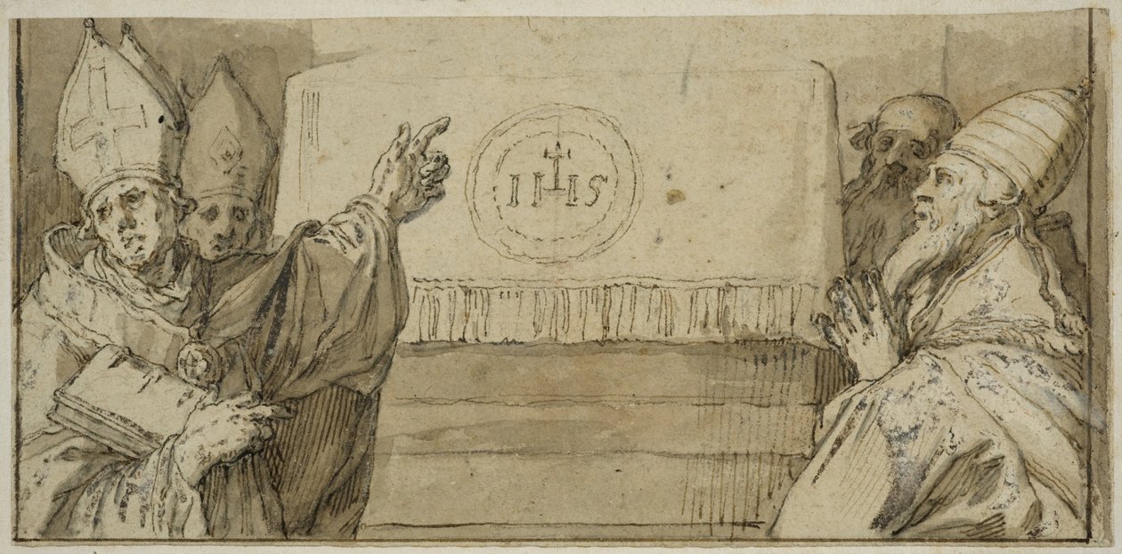 De fire latinske kirkefedrene foran et alter av Abraham Bloemaert
