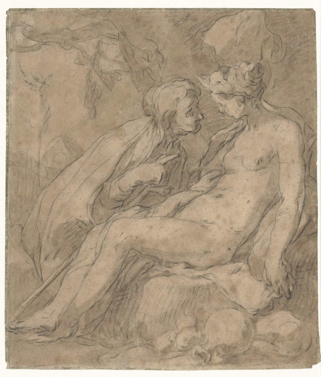 Vertumnus en Pomona (?) av Abraham Bloemaert