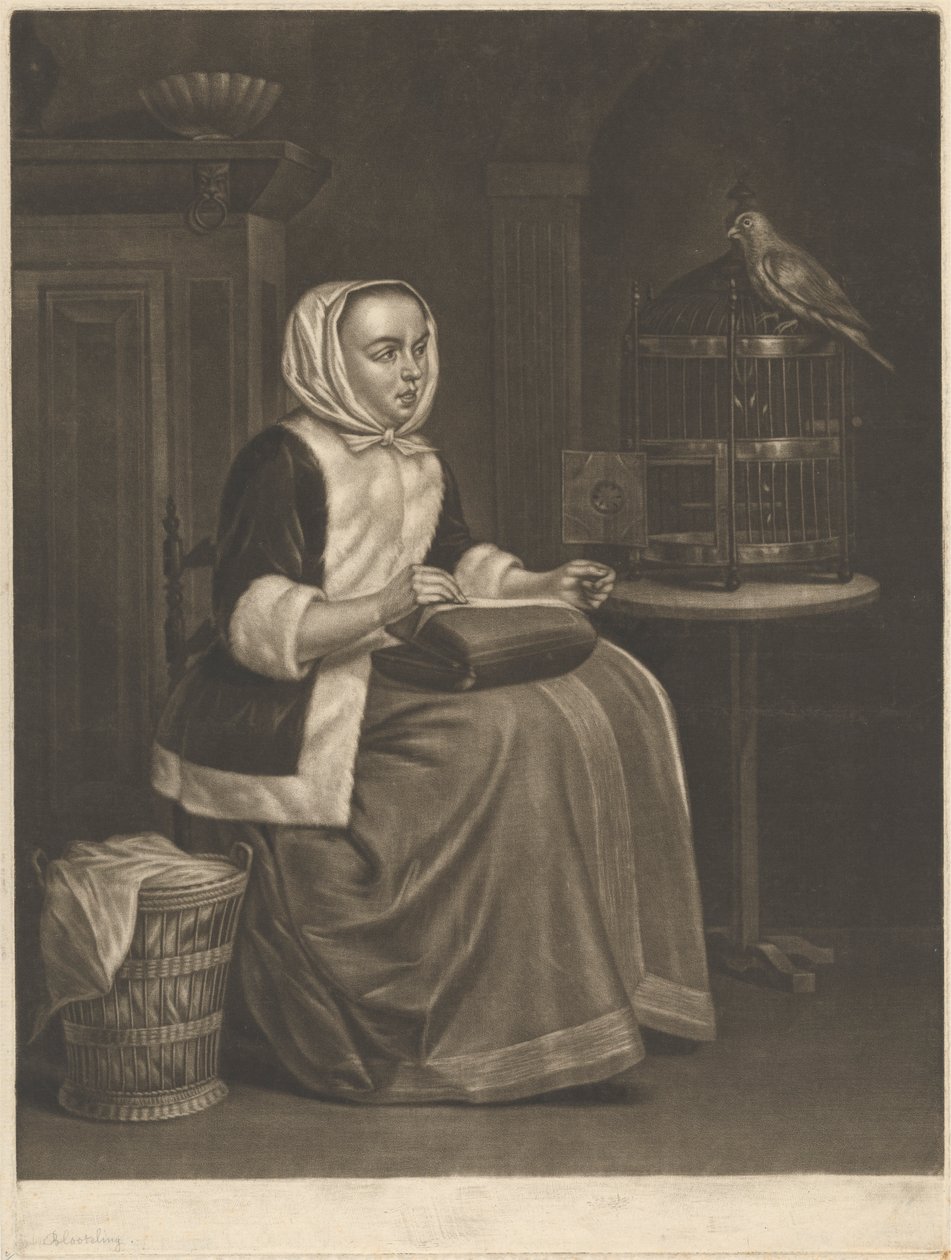 Kvinne sying av Abraham Blooteling