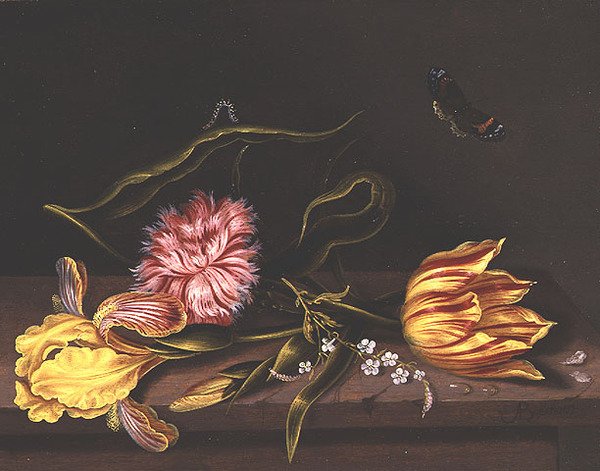 Stilleben av blomster på et bord, av Abraham Bosschaert