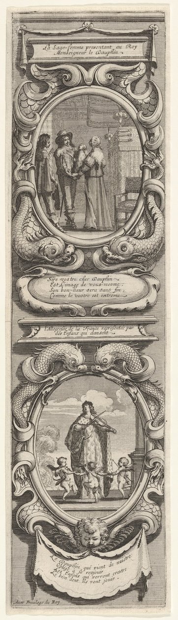 Allegorier til ære for Dauphinens fødsel, ca. 1638. av Abraham Bosse