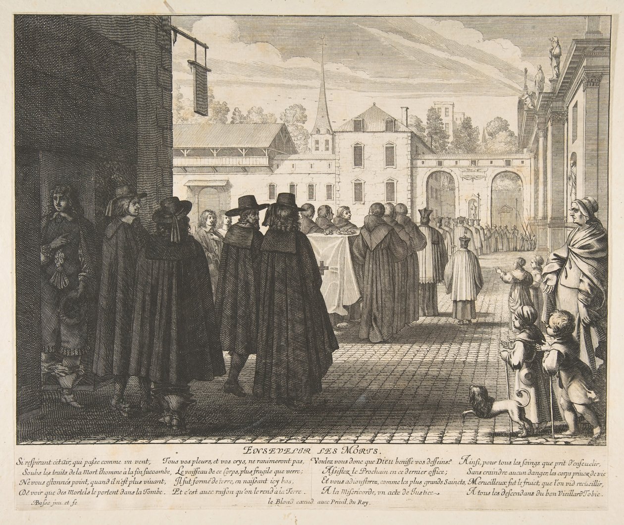 Begrave de døde Ensevelir les morts. av Abraham Bosse