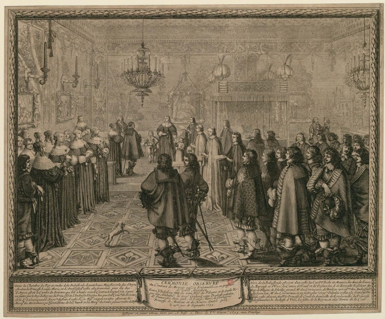 Seremoni ved ekteskapskontrakten inngått i Fontainebleau i deres majesteters nærvær mellom Vladislav IV, konge av Polen og Sverige [...] av Abraham Bosse