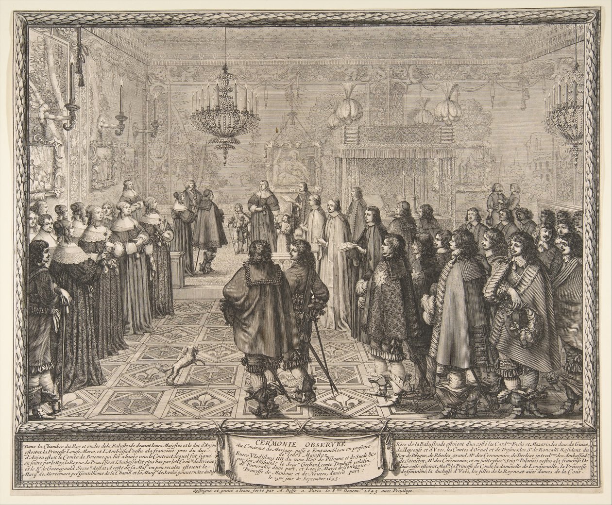 Seremoni for ekteskapskontrakten mellom Wladyslaw IV, kongen av Polen, og Marie Louis..., 1645. av Abraham Bosse
