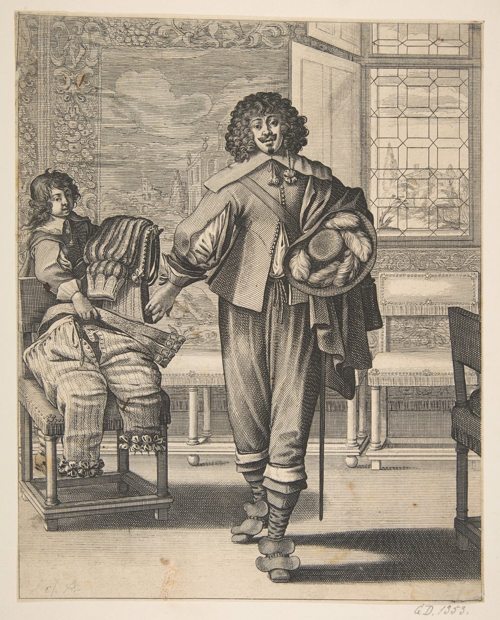 Courtier Following Edict Against Superfluity in Dress Le Courtisan suivant le..., midten av 1600-tallet. av Abraham Bosse