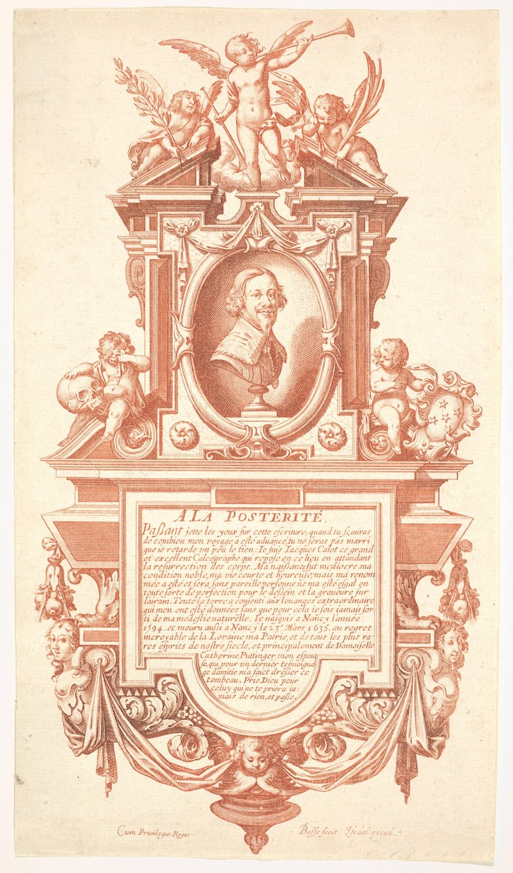 Epitafium og portrett av Jacques Callot, 1635-36. av Abraham Bosse