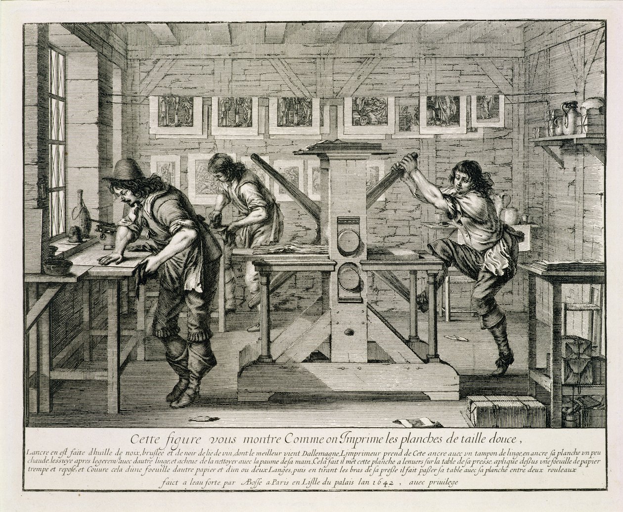 Fransk trykkpresse, 1642 av Abraham Bosse