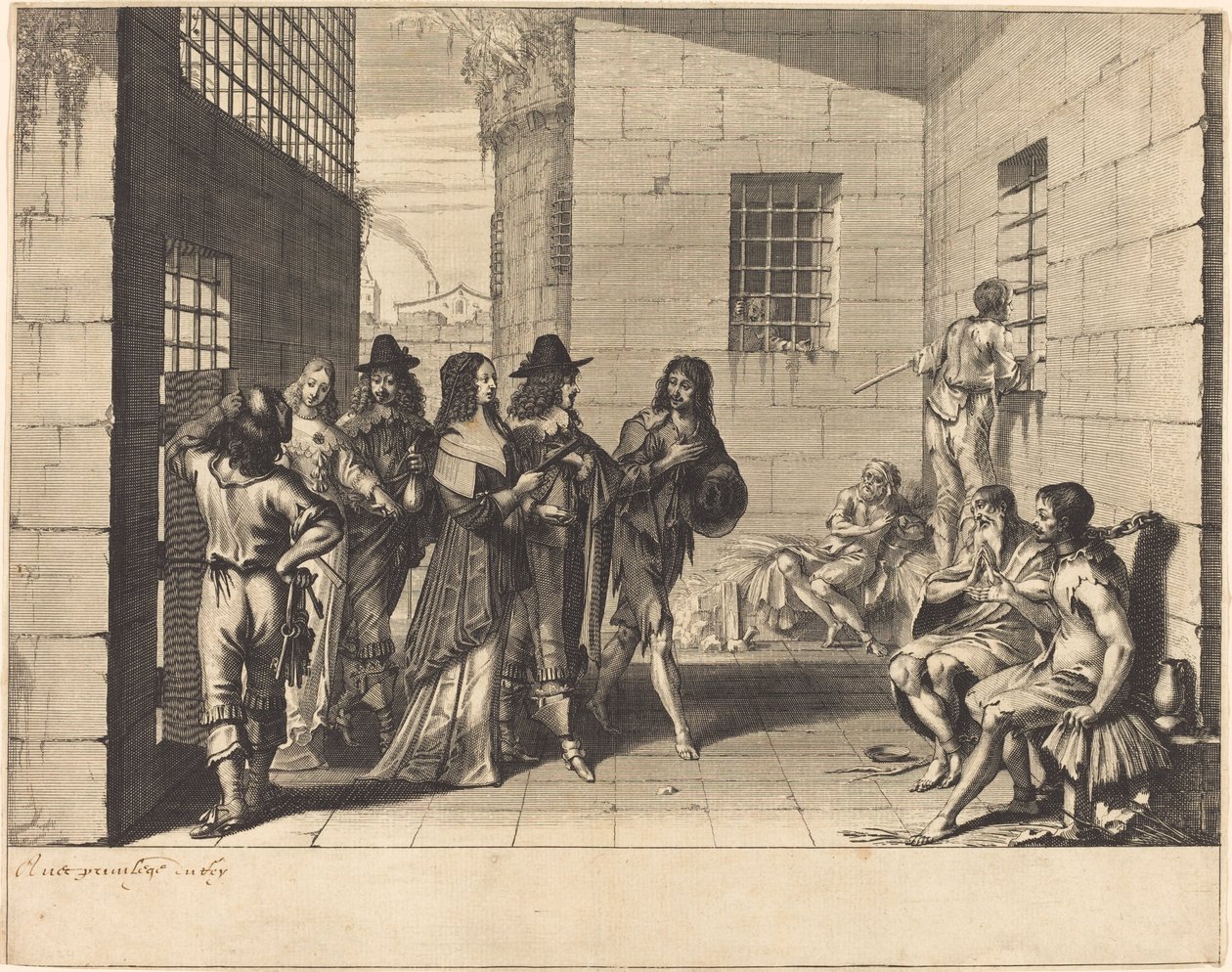 Gentry besøker et fengsel av Abraham Bosse
