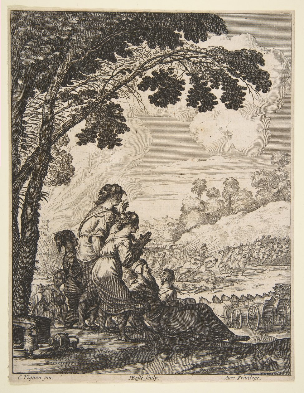 Illustrasjon fra LAriane av Desmarets de Saint-Sorlin, Palamede on Horseback Confronts..., 1639. av Abraham Bosse