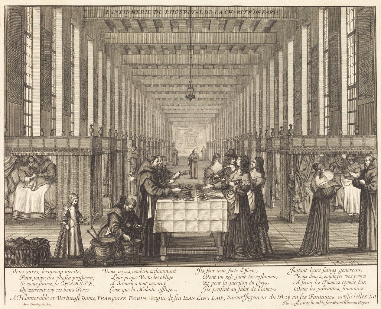 Sykehuset ved Hospital de la Charite de Paris av Abraham Bosse